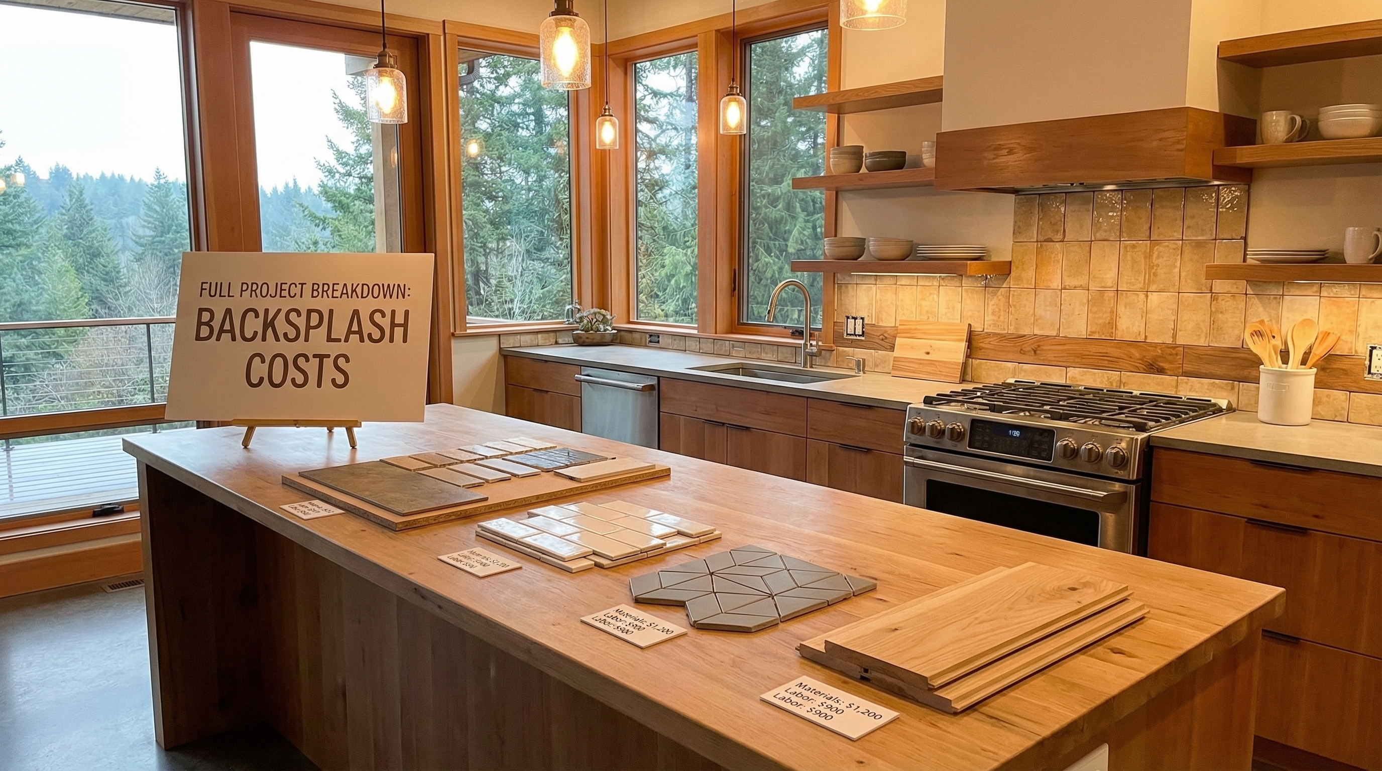Kitchen backsplash materials and labor cost breakdown chart