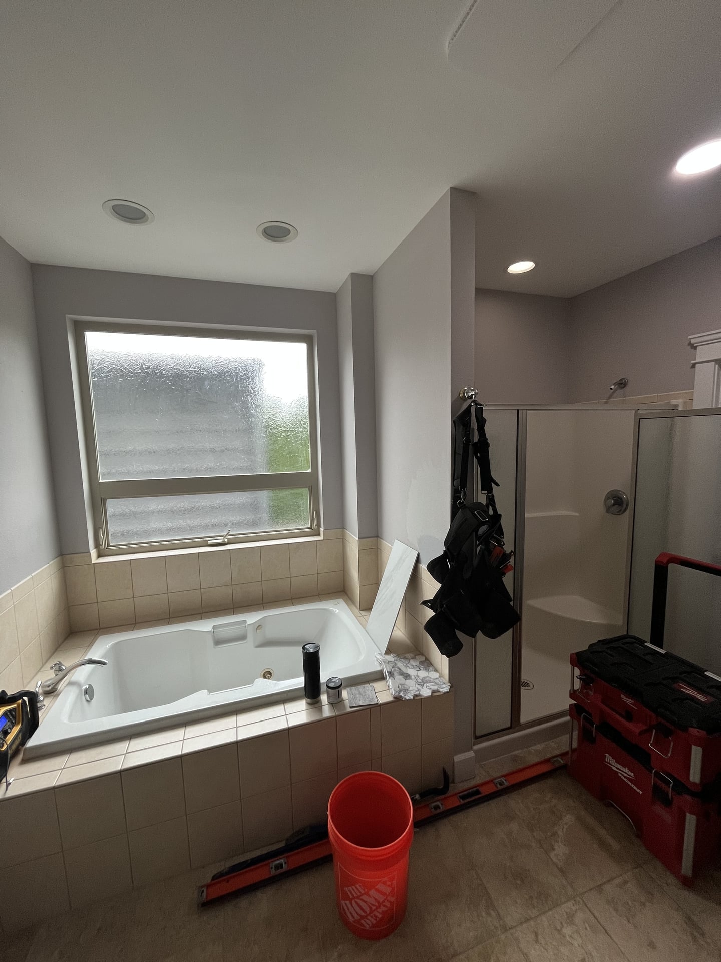 Marble Hex Niche Walk-In Shower - Before 1