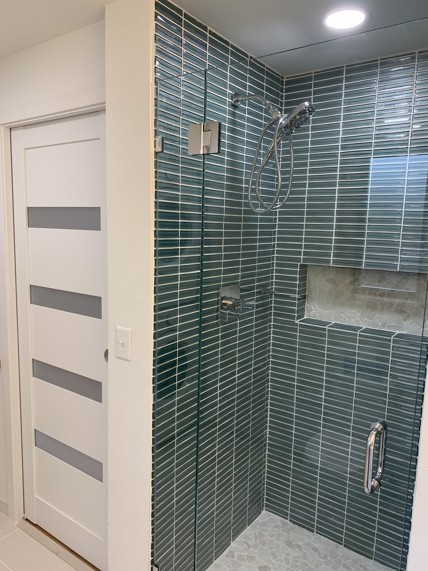 Modern Green Tile Shower - After 3