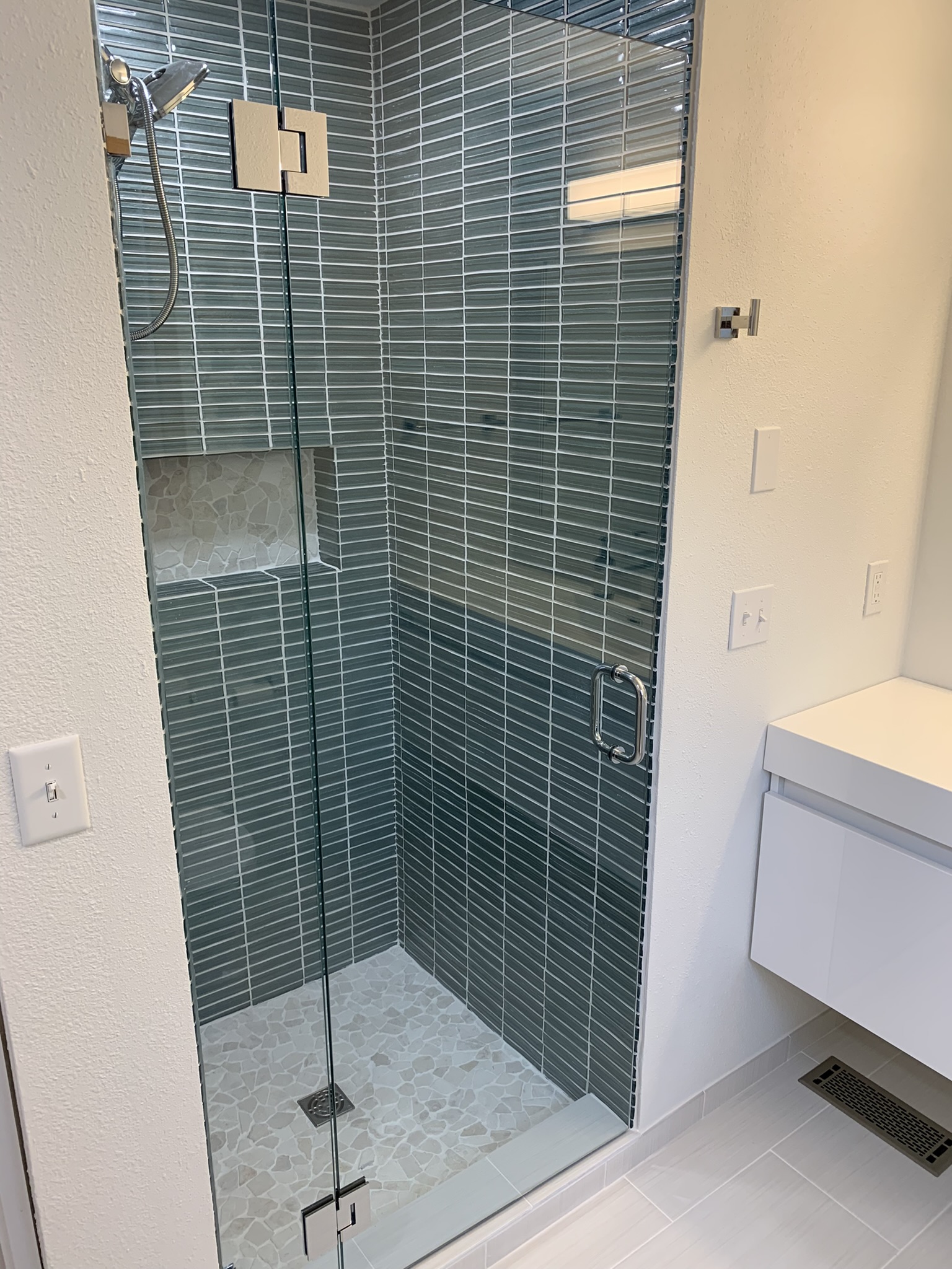 Modern Green Tile Shower - After 6