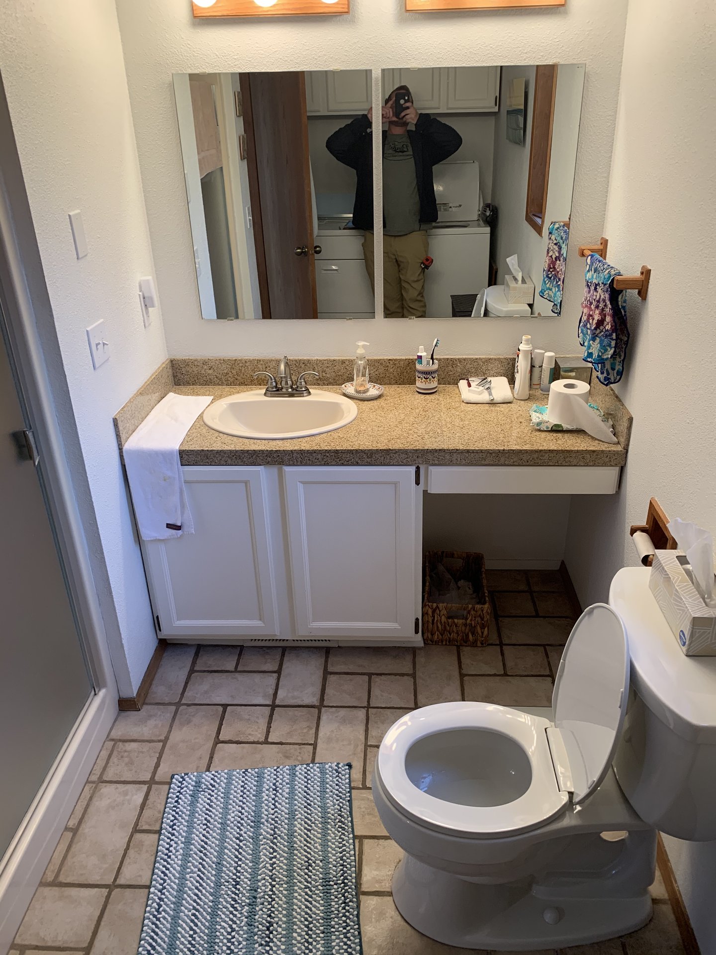 Modern Green Tile Shower - Before 1