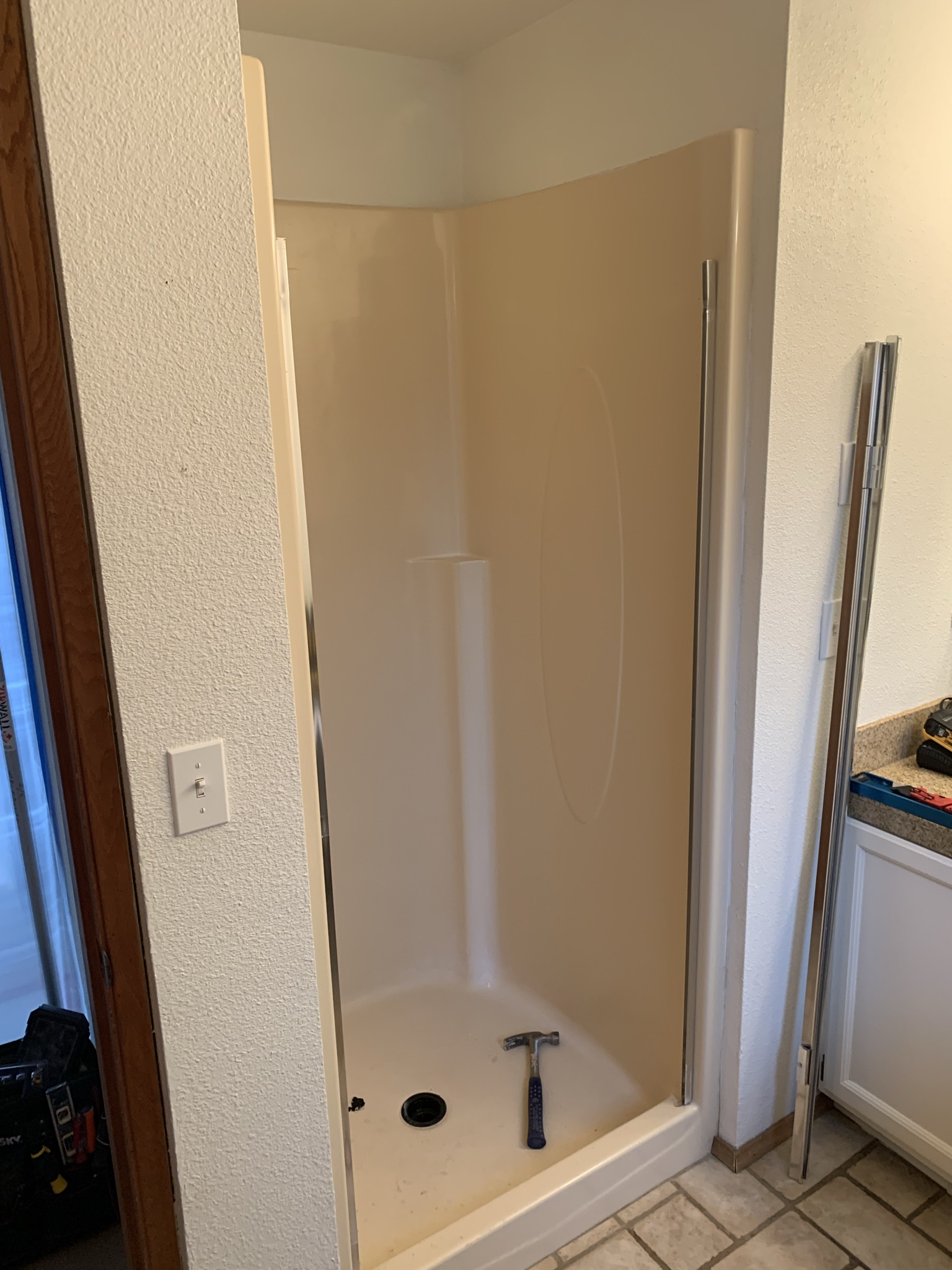 Modern Green Tile Shower - Before 3