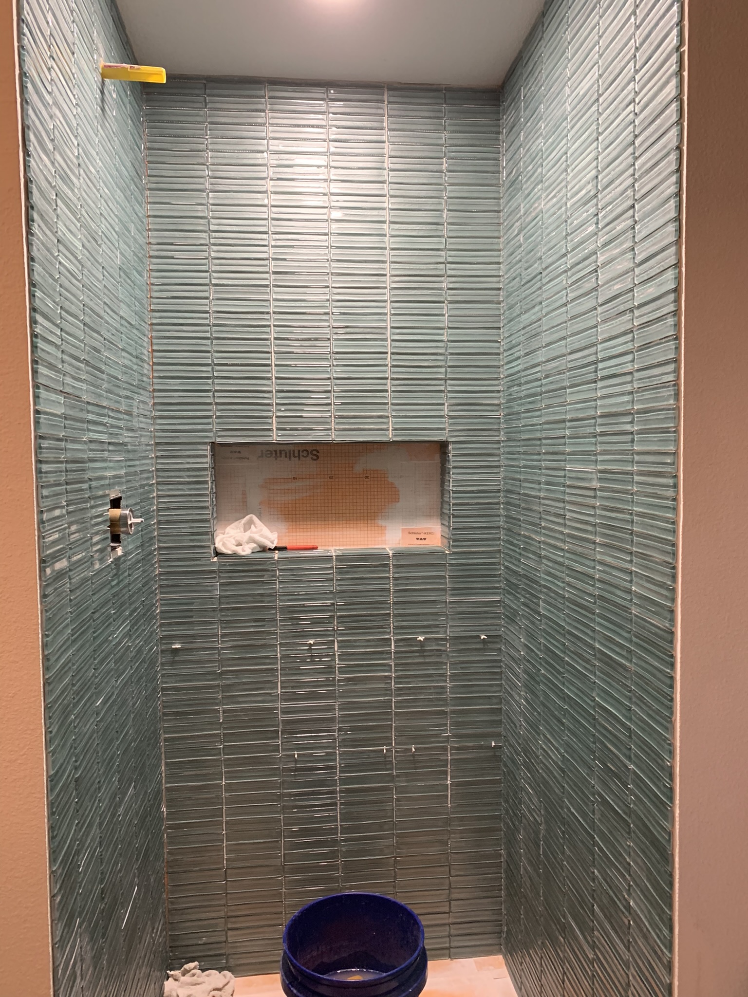 Modern Green Tile Shower - Before 5