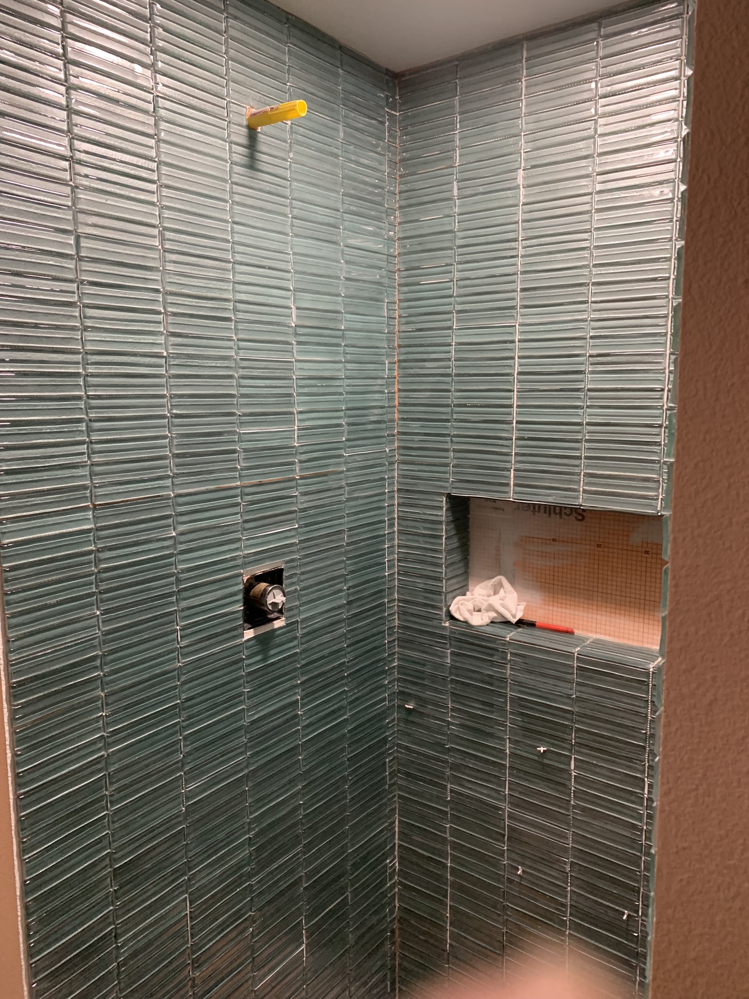 Modern Green Tile Shower - Before 6