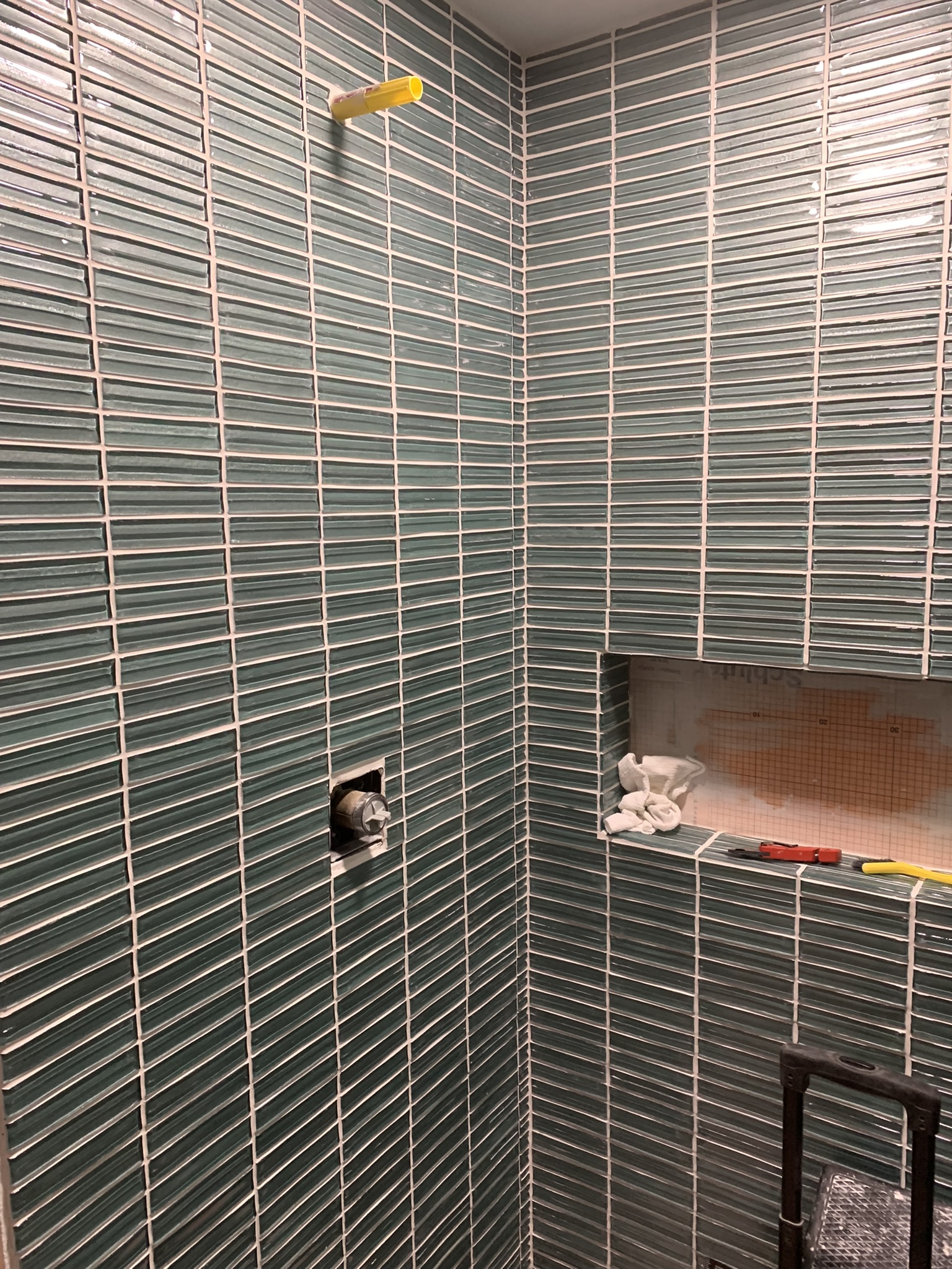 Modern Green Tile Shower - Before 7